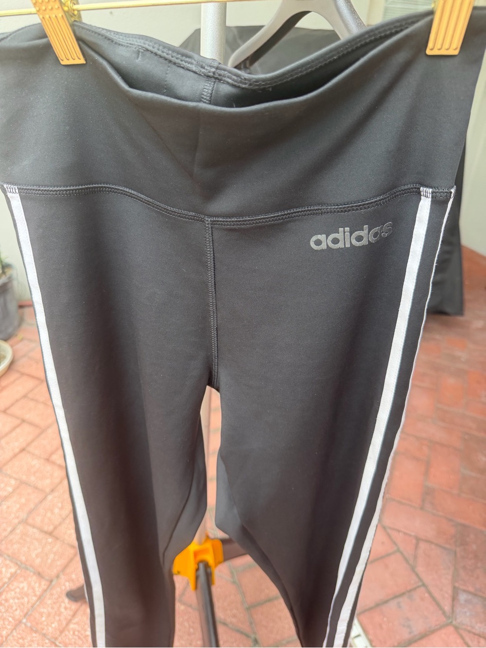 adidas Black Leggings with White Side Stripes